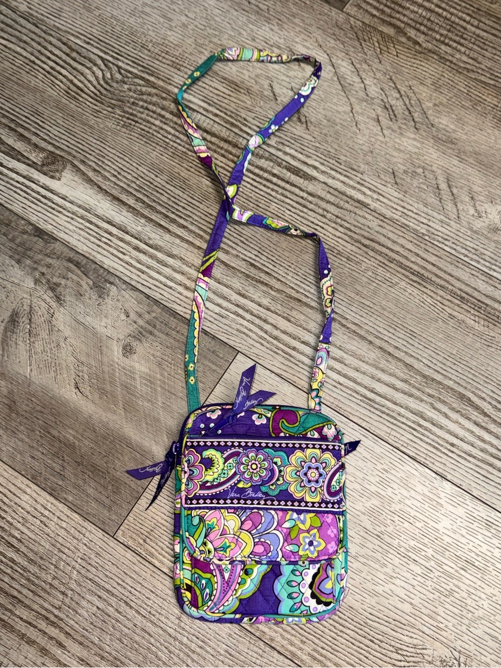 retired Vera Bradley Mini Hipster Crossbody Bag vibrant "Heather" purse purple